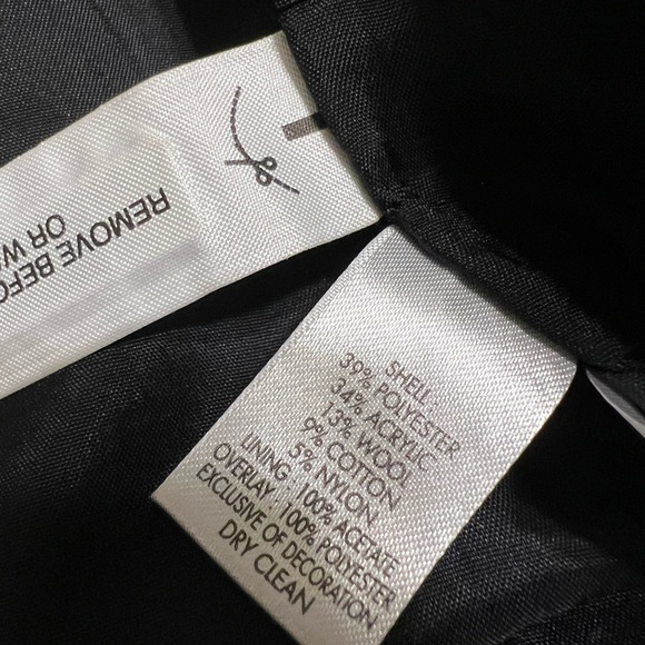 LOFT Black Gold Sheer Metallic Wool Skirt Mesh Overlay Satin Piping Gold Exposed - Picture 6 of 7